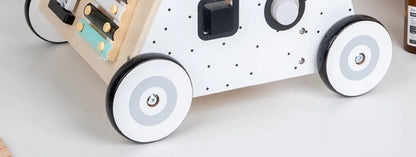 Wooden Baby Walker Cart - Anti Rollover & O-Shaped Leg Design, Adjustable Multifunctional Learning Walking Toy for Toddlers