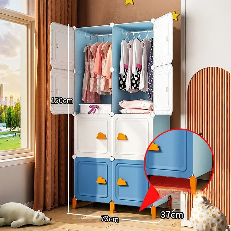 Modern Household Wardrobe Bedroom Furniture Organizer Rack Multilayer Plastics Storage Cabinets Of Collapsible Children Locker
