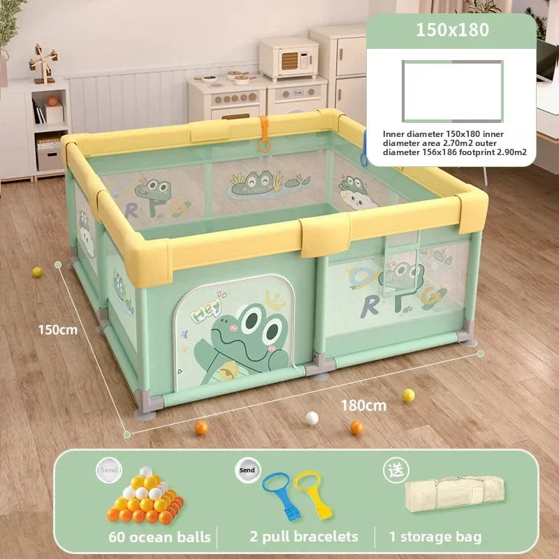 Safety Fence Foldable Baby Playpen Indoor Toddler Activity Area Crawling Mat Easy Assembly Non-Toxic Materials Indoor Playground