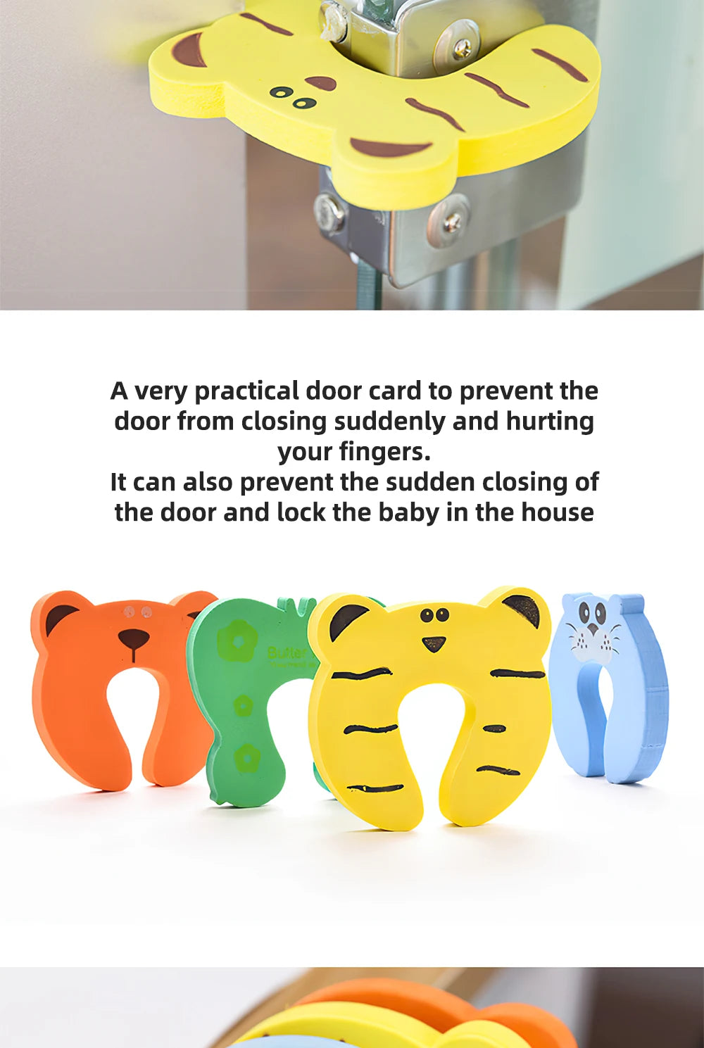 10Pcs  Baby Safety For Newborn Furniture Protection Card Door Stopper Security Cute Animal Care Child Lock Finger Protector