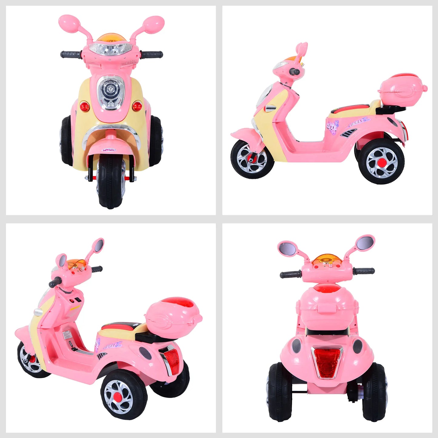 Electric Kids Ride-On Scooter Tricycle – Pink