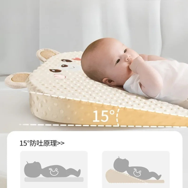 Baby Slope Pillow - Breathable Newborn Pillow for Preventing Milk Choking and Spitting Up - Lying-Down Feeding and Sleeping Aid