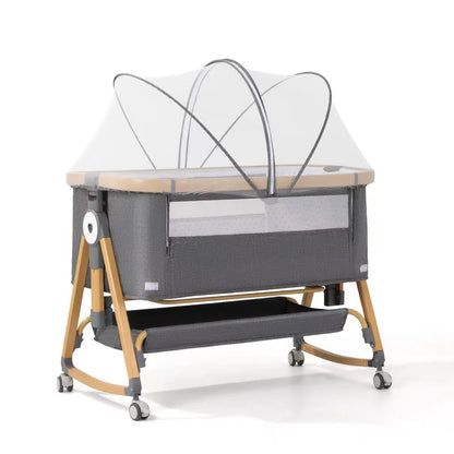 Multifunctional Baby Crib – Adjustable Height, Foldable & Movable