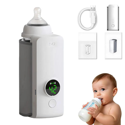 Rechargeable Baby Bottle Warmer 6Levels Temperature Adjustment with Temperature Display Warmer Sleeve Feeding Accessories