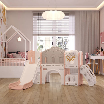 BabyBlush Indoor Kids Playset with Slide & Basketball Hoop