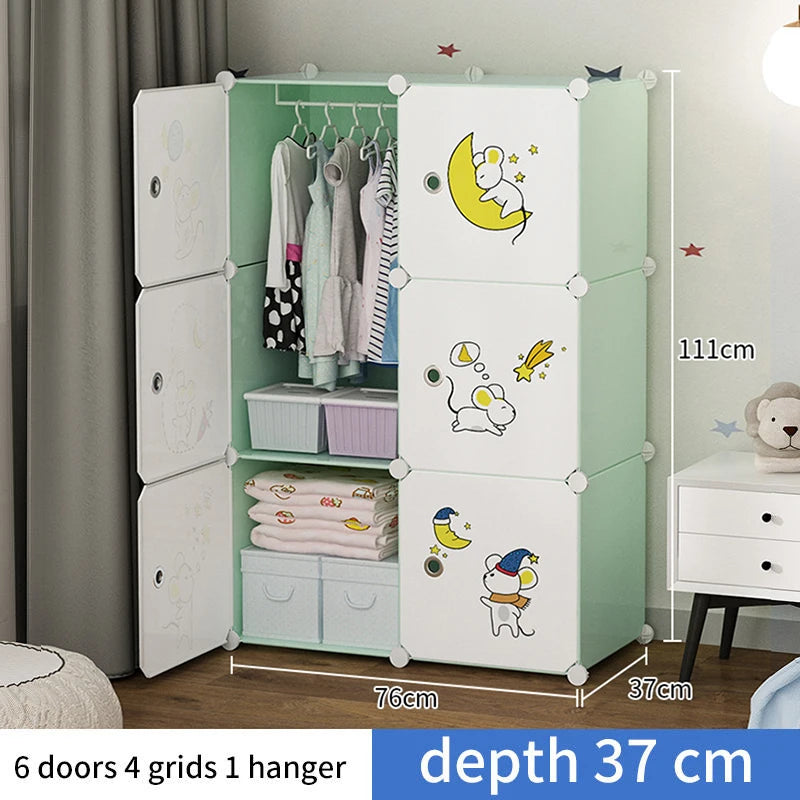 Diy Foldable Bedroom Organizer Closet Baby Wardrobe Plastic Kids Plastic Storage Cabinet Wardrobe For Clothes