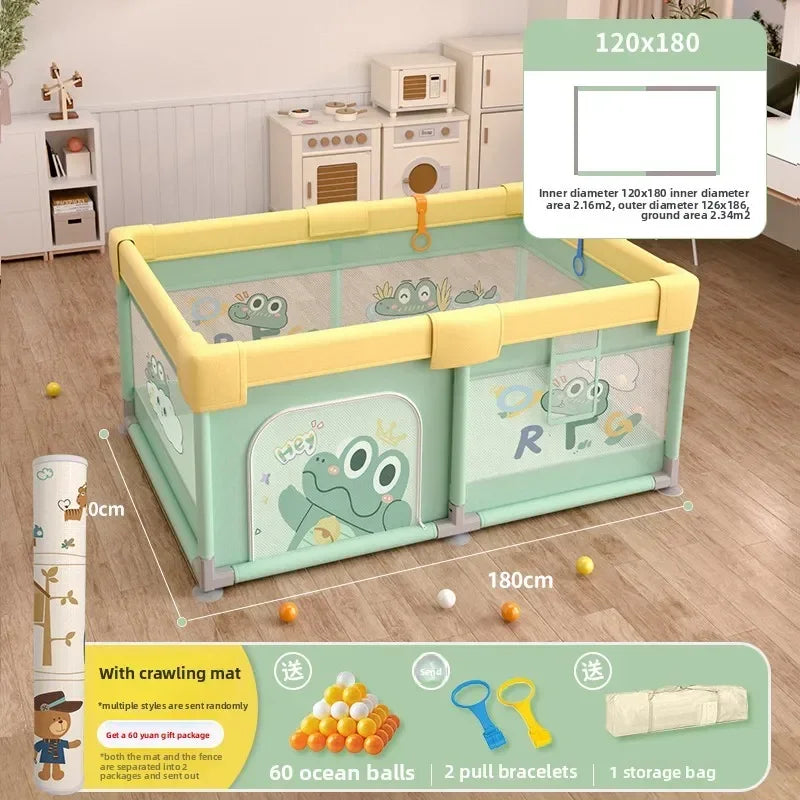 Safety Fence Foldable Baby Playpen Indoor Toddler Activity Area Crawling Mat Easy Assembly Non-Toxic Materials Indoor Playground