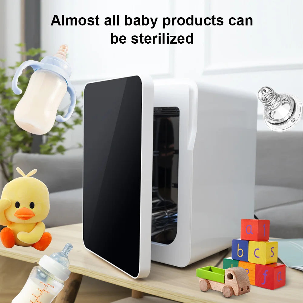 100W Baby Bottle Sterilizer Dryer UV Sterilizer for Bottle 3-in-1 Disinfection Cabinet 8L Low Noise with LCD Screen Timer