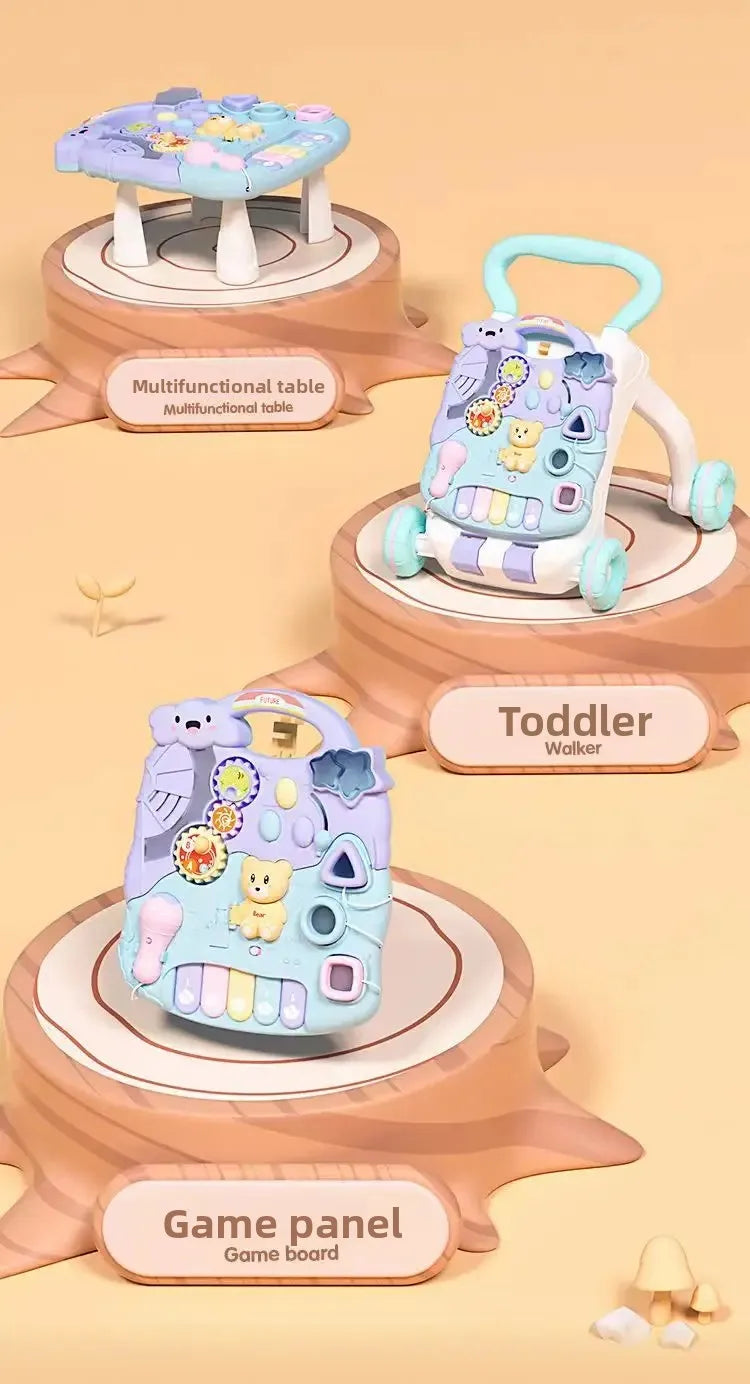 Anti-Tip Baby Walker Push Cart Toy for Learning to Walk 3-18 Months Hand Push Step Assisting Child Development Products