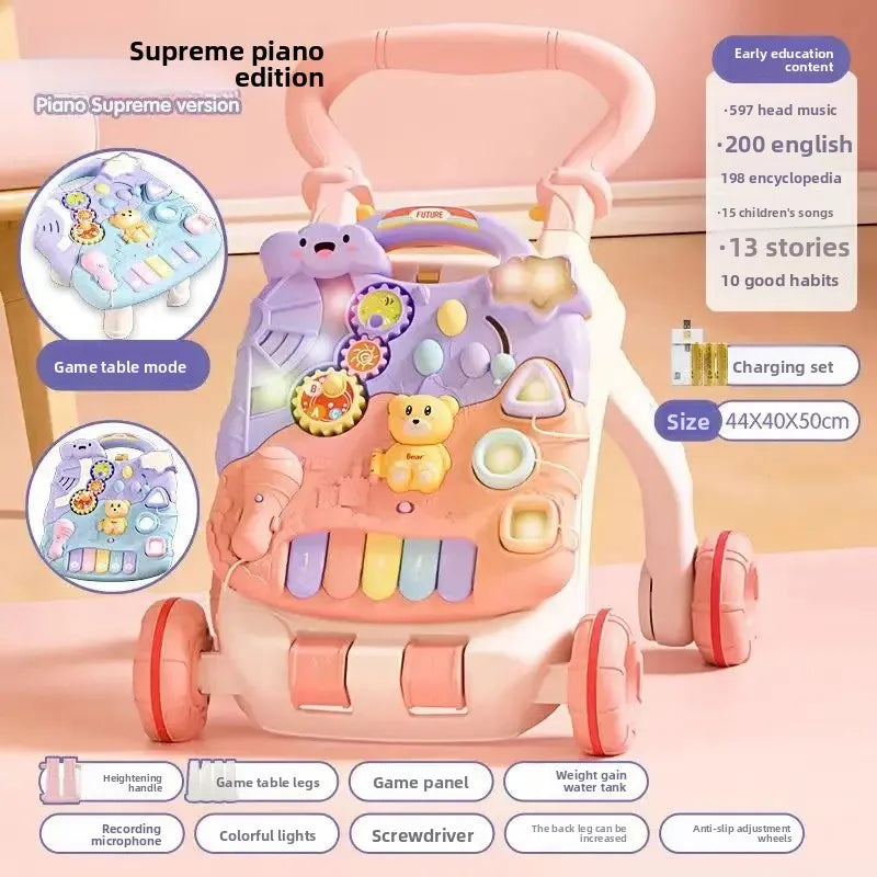 Anti-Tip Baby Walker Push Cart Toy for Learning to Walk 3-18 Months Hand Push Step Assisting Child Development Products