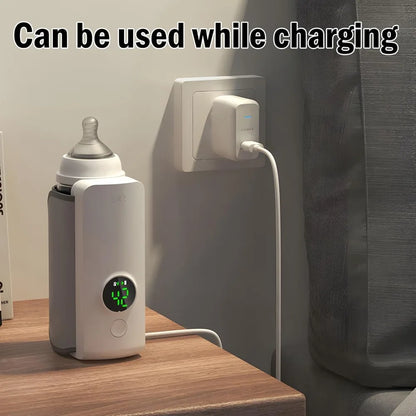 Rechargeable Baby Bottle Warmer 6Levels Temperature Adjustment with Temperature Display Warmer Sleeve Feeding Accessories