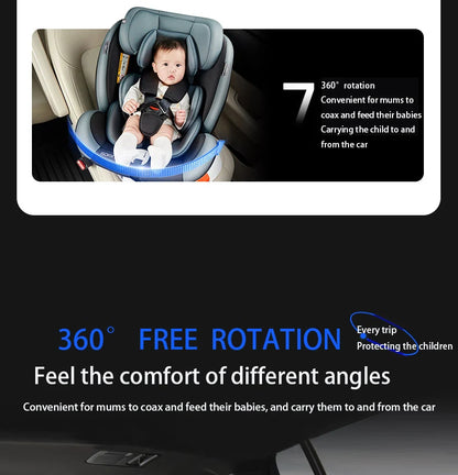 Child Car Safety Seats with ISOFIX for Baby Adjustable 360 Rotating Direction Angle 0-12 Years Suitable Car Seat with Footrest