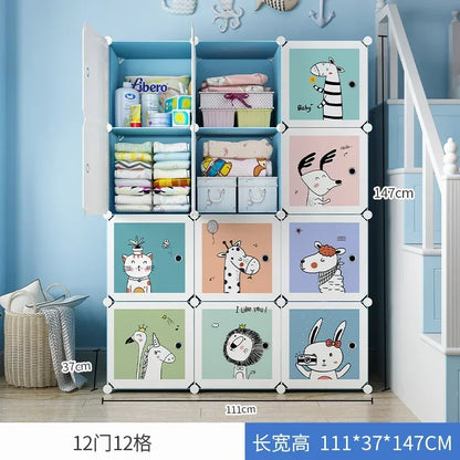 Baby Storage Organizer Wardrobe Dressers Closet Cube Wardrobe Plastic Armarios Para Sala De Estar Bedroom Furniture LQXP
