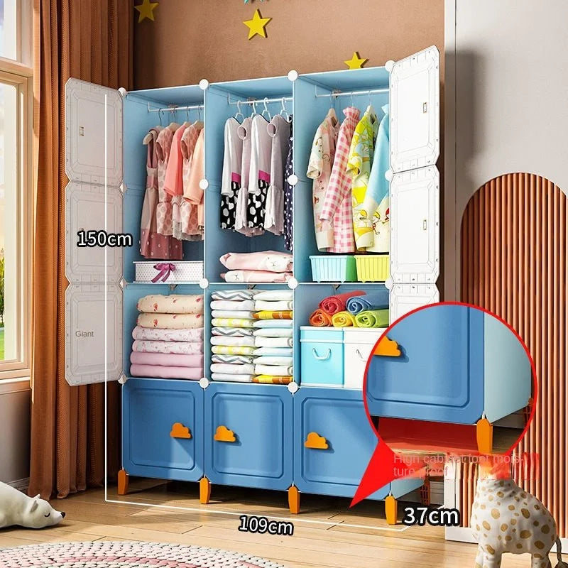 Modern Household Wardrobe Bedroom Furniture Organizer Rack Multilayer Plastics Storage Cabinets Of Collapsible Children Locker