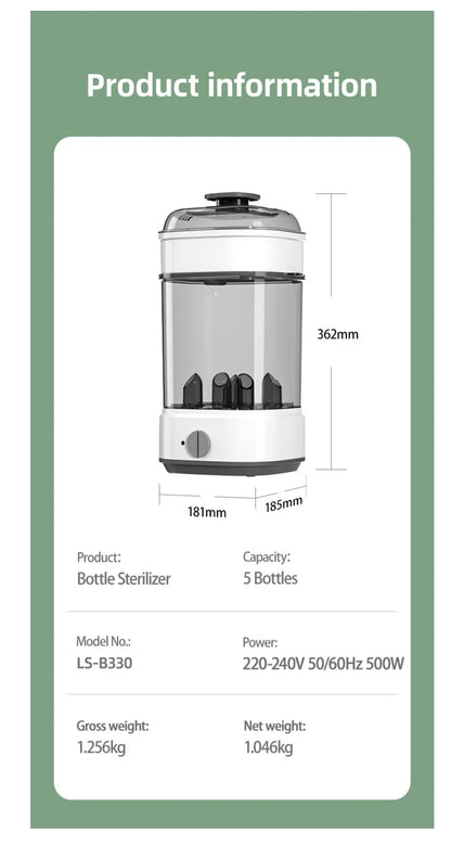 Baby Electric Steam Bottle Sterilizer Feeding Bottle Sterilizers Milk Warmer Electric Kid Bottle Sanitizer with Timer