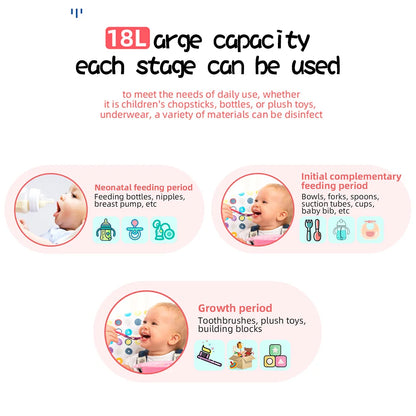 100W Baby Bottle Sterilizer Dryer UV Sterilizer for Bottle 3-in-1 Disinfection Cabinet 8L Low Noise with LCD Screen Timer