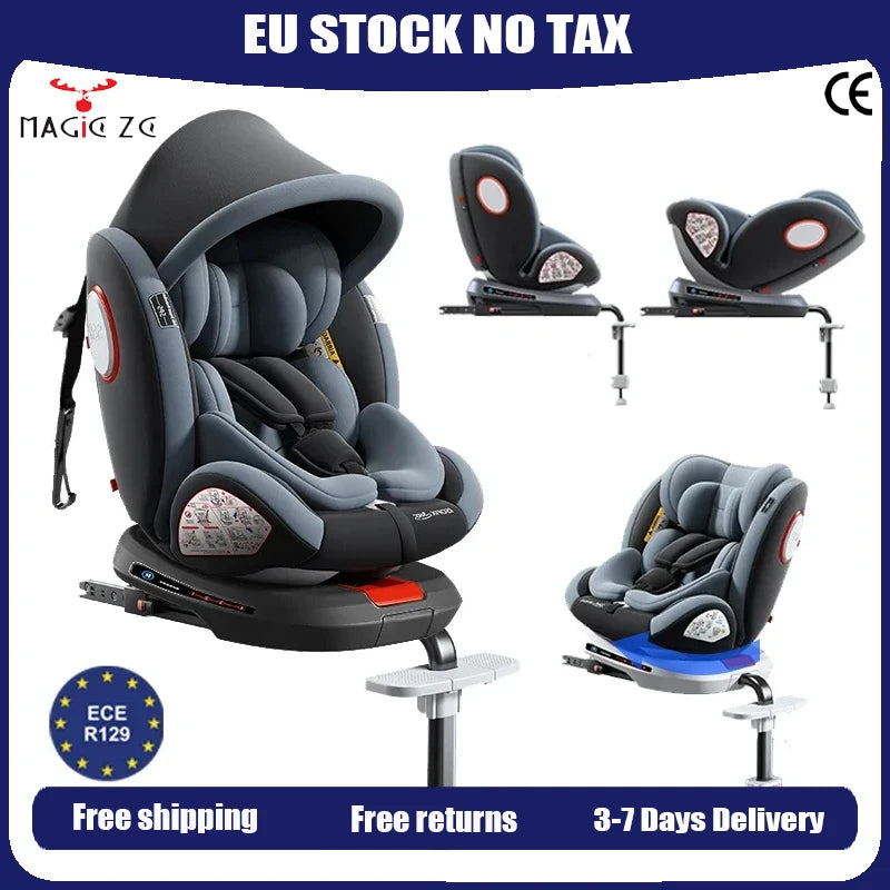 Child Car Safety Seats with ISOFIX for Baby Adjustable 360 Rotating Direction Angle 0-12 Years Suitable Car Seat with Footrest