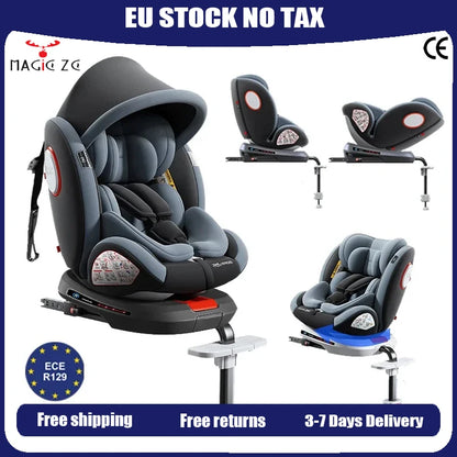 Child Car Safety Seats with ISOFIX for Baby Adjustable 360 Rotating Direction Angle 0-12 Years Suitable Car Seat with Footrest