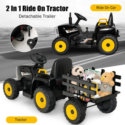 BabyBlush 12V Kids Ride-On Tractor with Trailer