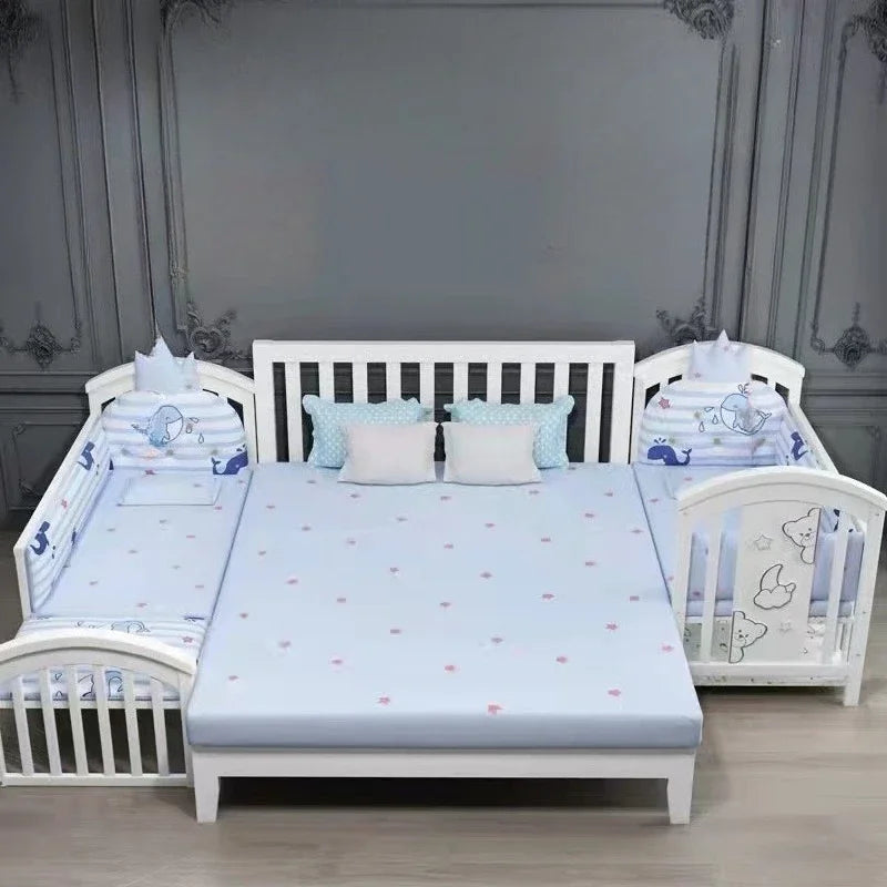 Timeless Solid Wood Baby Crib & Convertible Splicing Bed