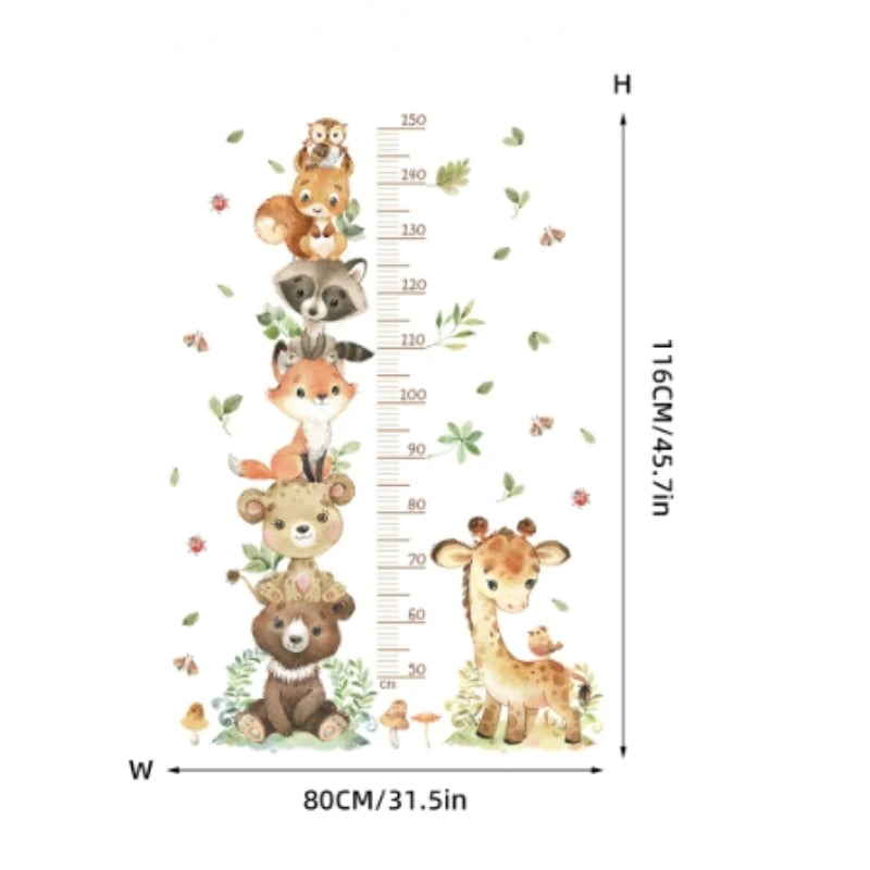 Animal Height Chart Wall Stickers – Track Every Precious Inch