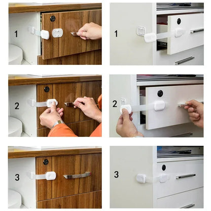 Baby Safety Lock Drawer Child Safety Cabinet Locks Adhesive Cabinet for Drawer Door Latches Baby Safe Straps Child Door Security