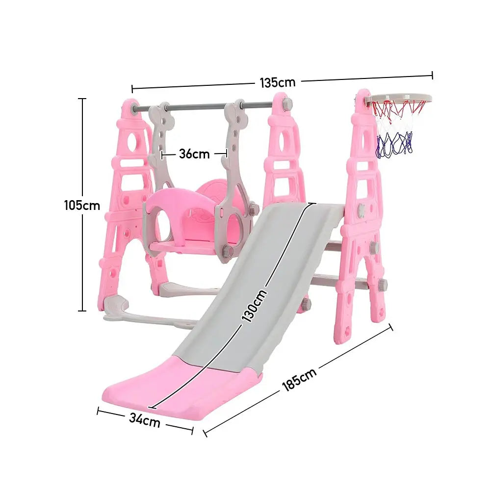 BabyBlush Toddler Swing, Slide & Basketball Playset