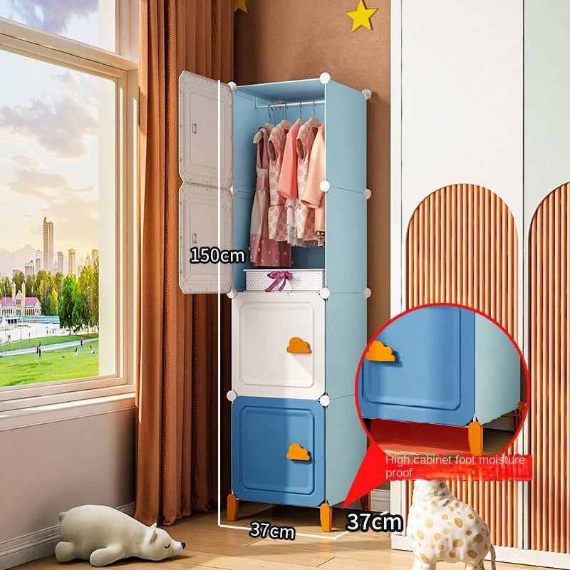 Modern Household Wardrobe Bedroom Furniture Organizer Rack Multilayer Plastics Storage Cabinets Of Collapsible Children Locker