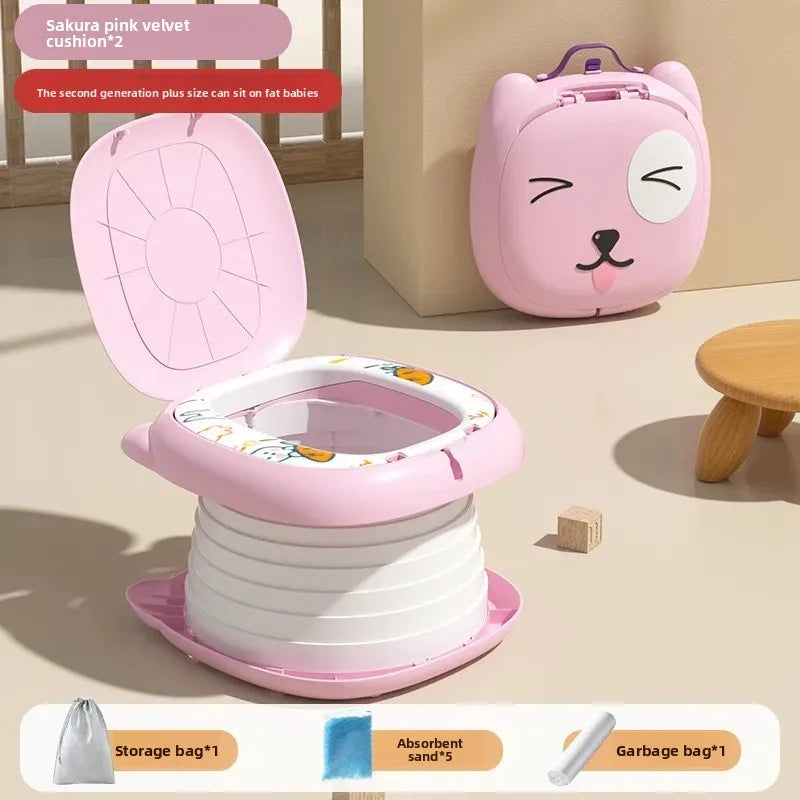 Portable Folding Children's Toilet Trainer for Outdoor Camping Car Travel Emergency Urinal Basin Baby Training Seat