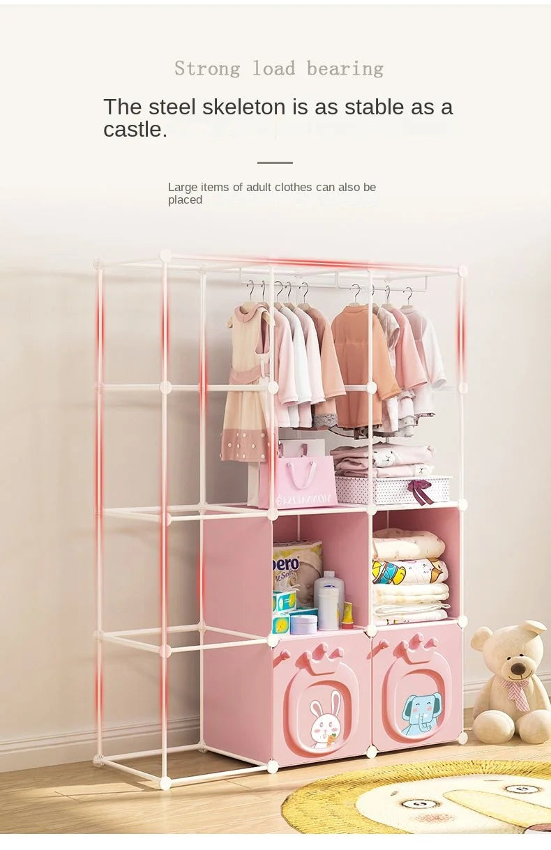 Modern Simplicity Children Bedroom Furniture Folding Wardrobe Cabinets Storage Locker Plastic Collapsible Box Clothes Closet