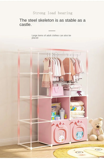 Modern Simplicity Children Bedroom Furniture Folding Wardrobe Cabinets Storage Locker Plastic Collapsible Box Clothes Closet