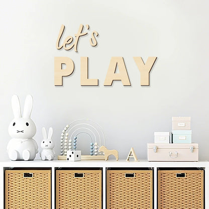 “Let’s Play” Wooden Wall Sign – Playroom Magic Starts Here