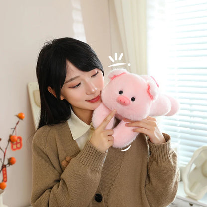 Pink Pig Soft Stuffed Plush Toys Lie Down Cute Pig Dolls Love Tail Cushion Stuffed Plushies Valentine's Day Gifts For Girls