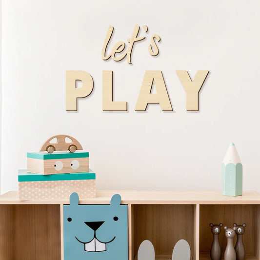 “Let’s Play” Wooden Wall Sign – Playroom Magic Starts Here