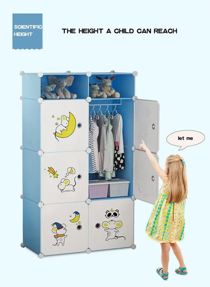 Diy Foldable Bedroom Organizer Closet Baby Wardrobe Plastic Kids Plastic Storage Cabinet Wardrobe For Clothes