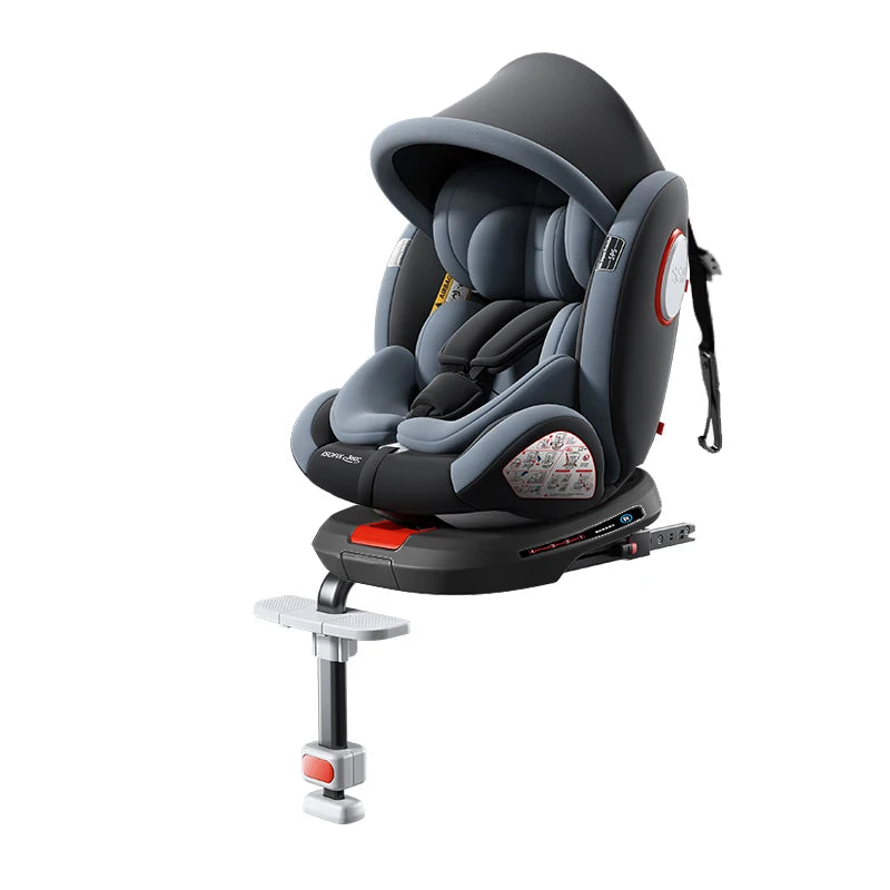 Child Car Safety Seats with ISOFIX for Baby Adjustable 360 Rotating Direction Angle 0-12 Years Suitable Car Seat with Footrest