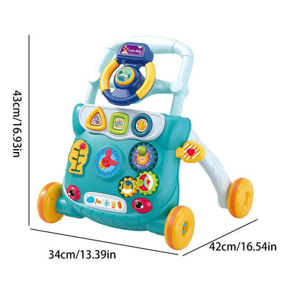 Babies Walker with Wheels Stand Learning Activities Developmental Multi-functional Toddler Trolley Hand Push Walker