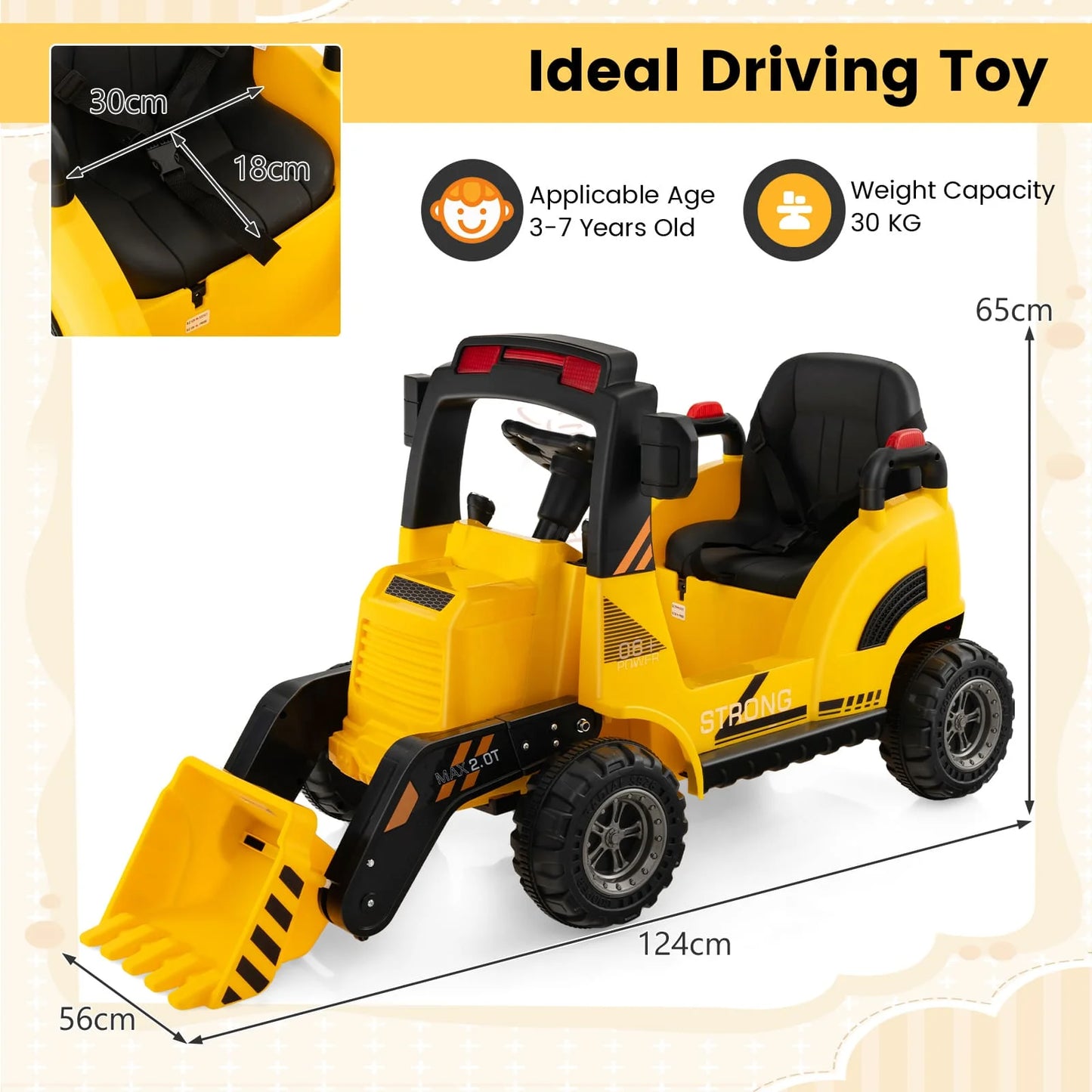 Mega Builder 12V Construction Tractor – Dig, Drive & Dominate!