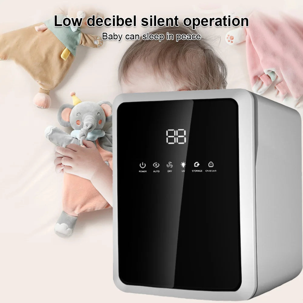 100W Baby Bottle Sterilizer Dryer UV Sterilizer for Bottle 3-in-1 Disinfection Cabinet 8L Low Noise with LCD Screen Timer