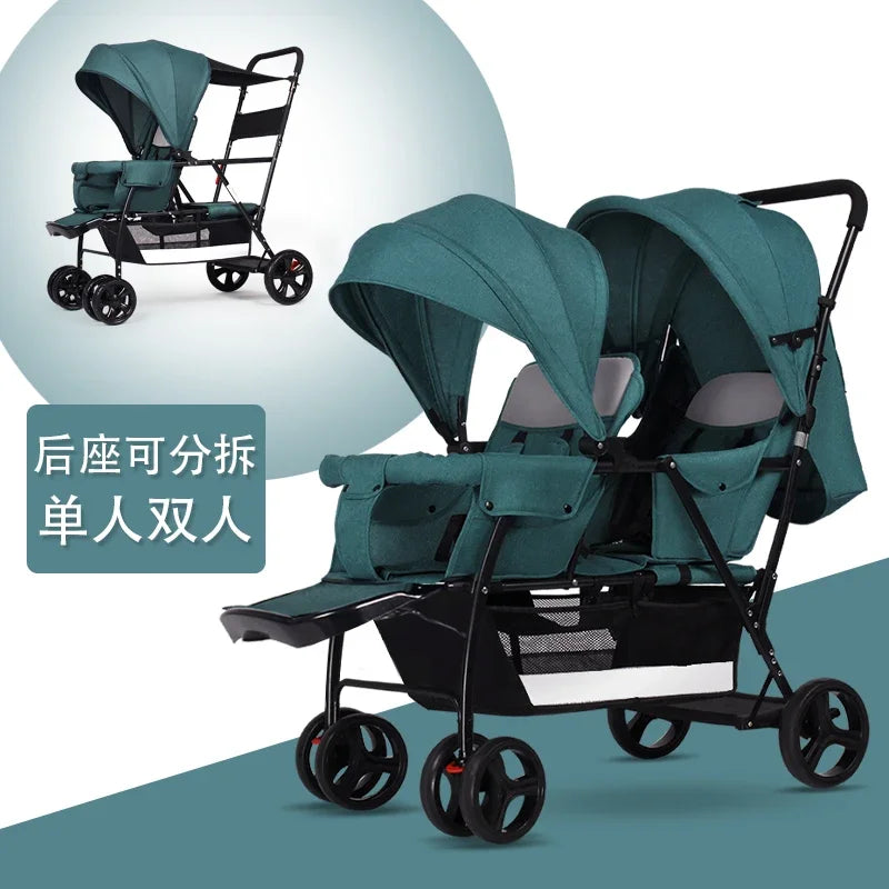 2025The Twin Strollers Sit Back and Forth in The Wheelbarrow, The Size of The Trolley, The Twin Trolley Can Sit and Lie Down.