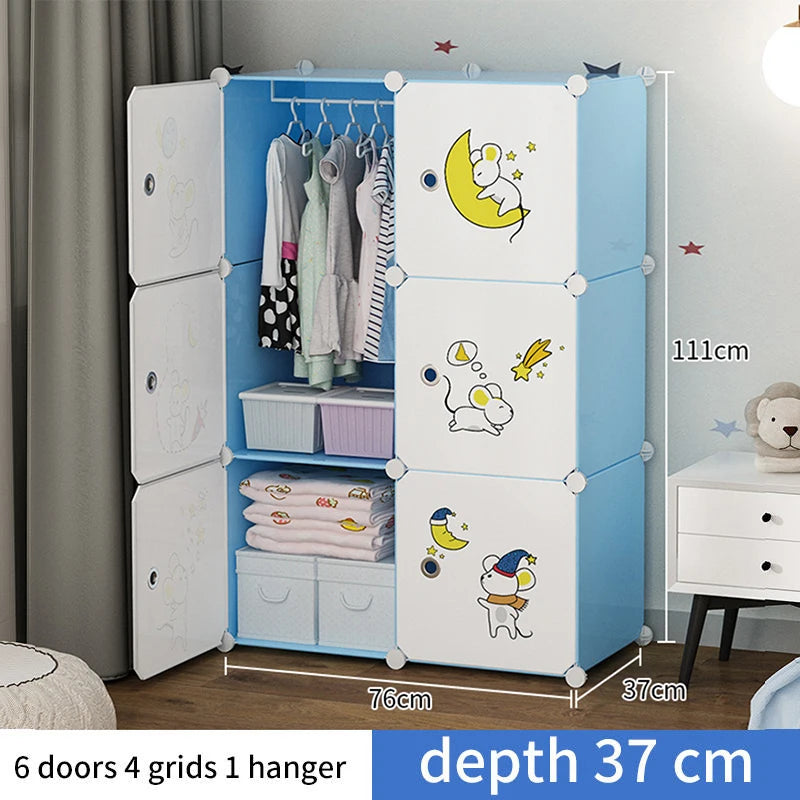 Diy Foldable Bedroom Organizer Closet Baby Wardrobe Plastic Kids Plastic Storage Cabinet Wardrobe For Clothes