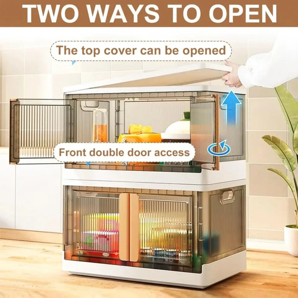 Folding Wardrobe Storage Cabinet Installation Free Movable Transparent Kids Clothing Organization Simple Foldable Closet Cabinet