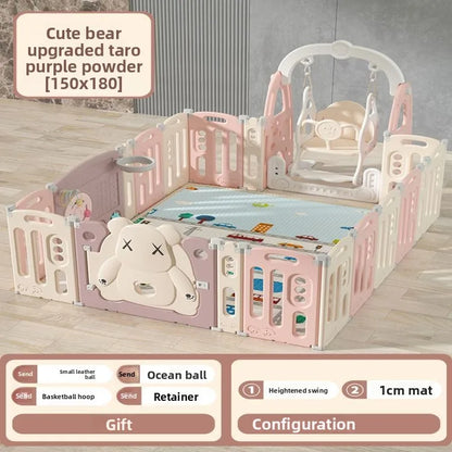 Kids Indoor Safety Playpen Foldable Baby Barrier Slide Swing Fun Activity Center Toddlers Home Use Secure Protective Play Area