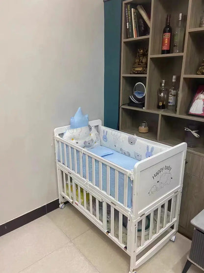 European Style 6-in-1 White Wooden Baby Crib