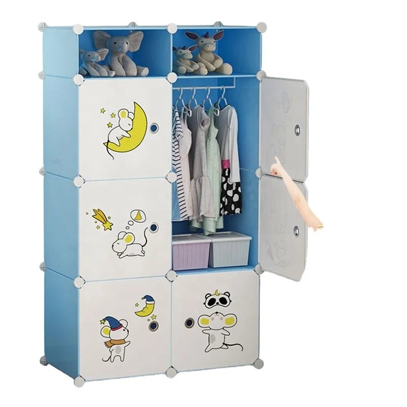 Diy Foldable Bedroom Organizer Closet Baby Wardrobe Plastic Kids Plastic Storage Cabinet Wardrobe For Clothes