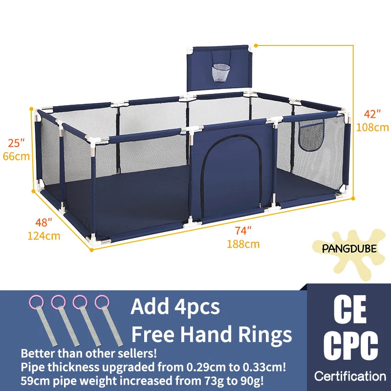 PANGDUBE Baby Playpen for Children Play Area Baby Playground 6 Month~6 Years Old Kids Ball Pit Playpen Indoor Baby Safety Fence