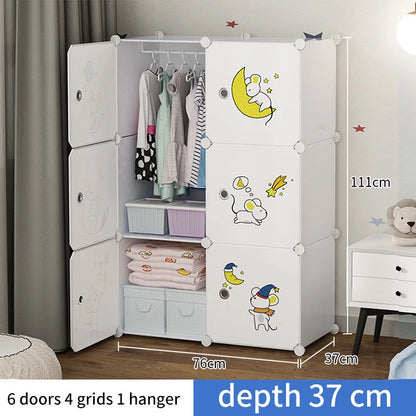 Diy Foldable Bedroom Organizer Closet Baby Wardrobe Plastic Kids Plastic Storage Cabinet Wardrobe For Clothes