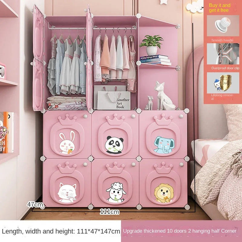 Modern Simplicity Children Bedroom Furniture Folding Wardrobe Cabinets Storage Locker Plastic Collapsible Box Clothes Closet