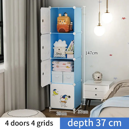 Diy Foldable Bedroom Organizer Closet Baby Wardrobe Plastic Kids Plastic Storage Cabinet Wardrobe For Clothes
