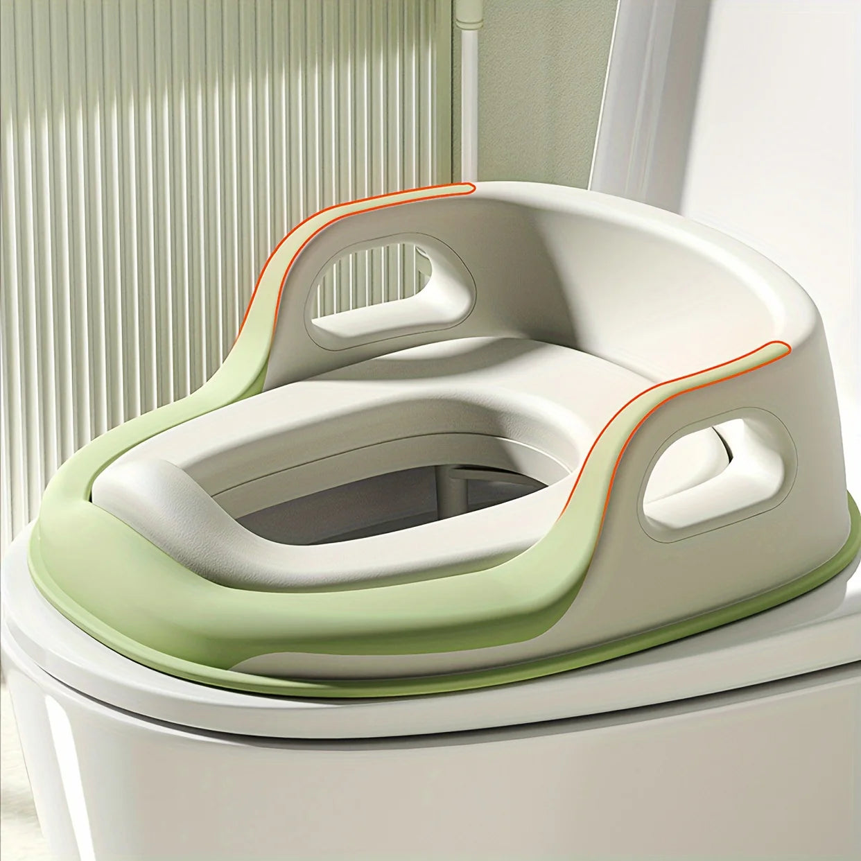 1 Pc Potty Training Seat with Handles Plastic Toilet Trainer Ring for Ages 3-6 Easy Storage Wall Hook Included Baby Potty